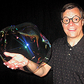 Bubbleman Doug Rogeaux with a a super-sized bubble.