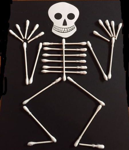 Skeleton made using q-tip cotton swabs