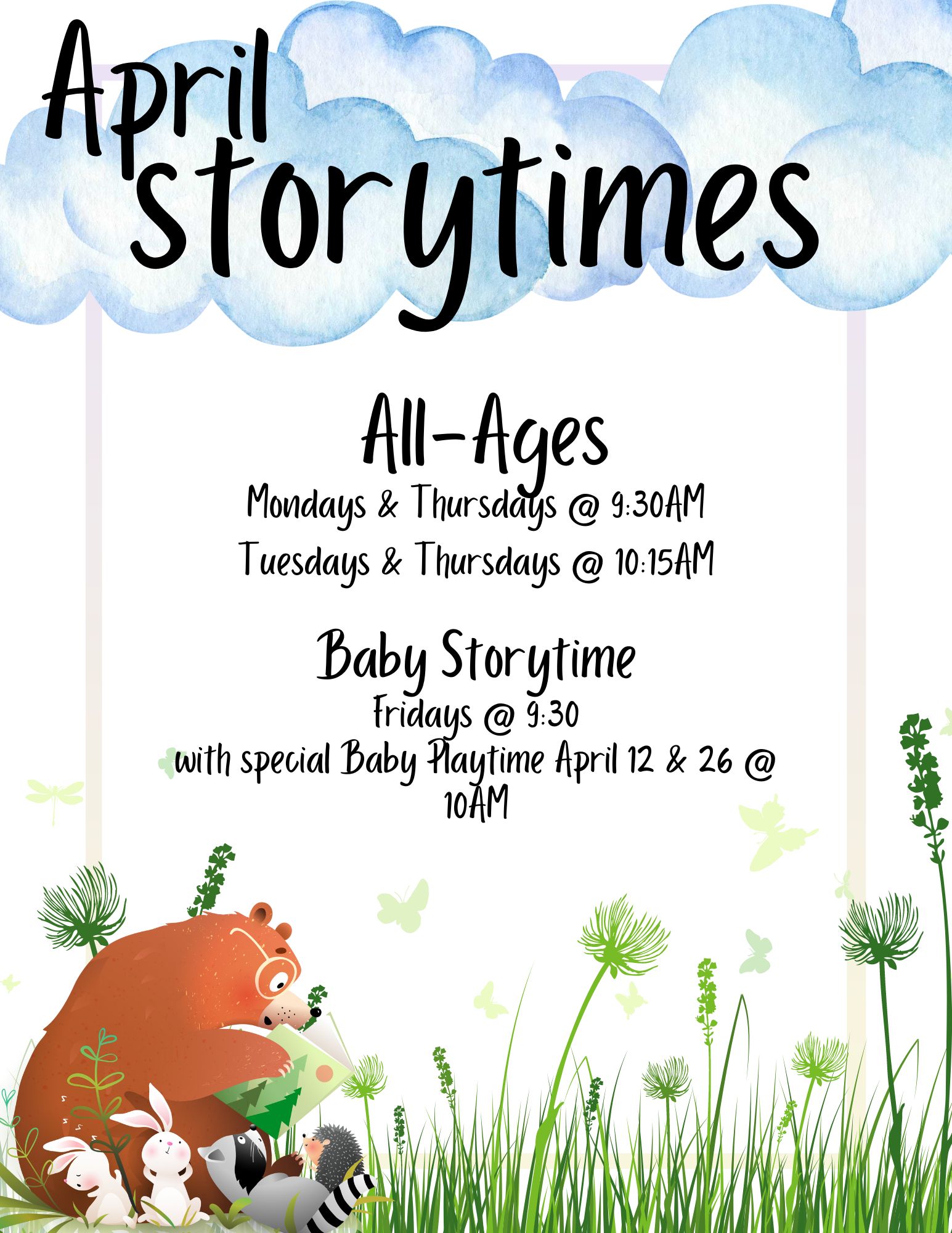 April storytimes flyer