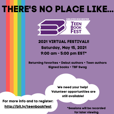 There's no place like TBF, May 12 9 AM to 5PM register at www.teenbookfest.oth