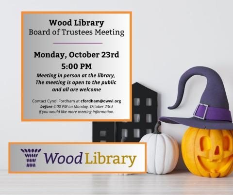 Oct Board Meeting at 5 PM on Oct 23rd