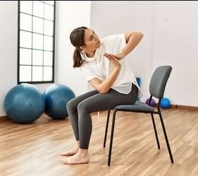 woman in chair for yoga