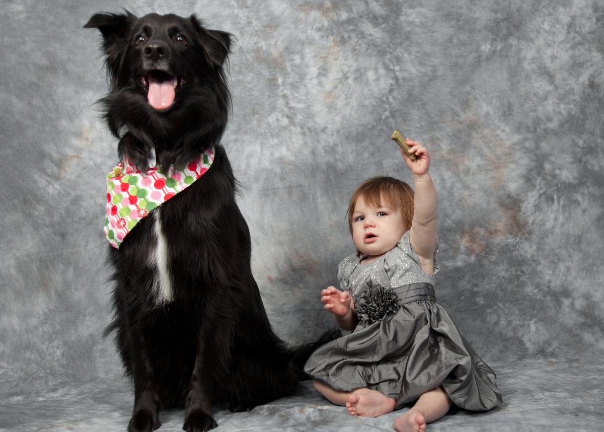 Photo of child and dog