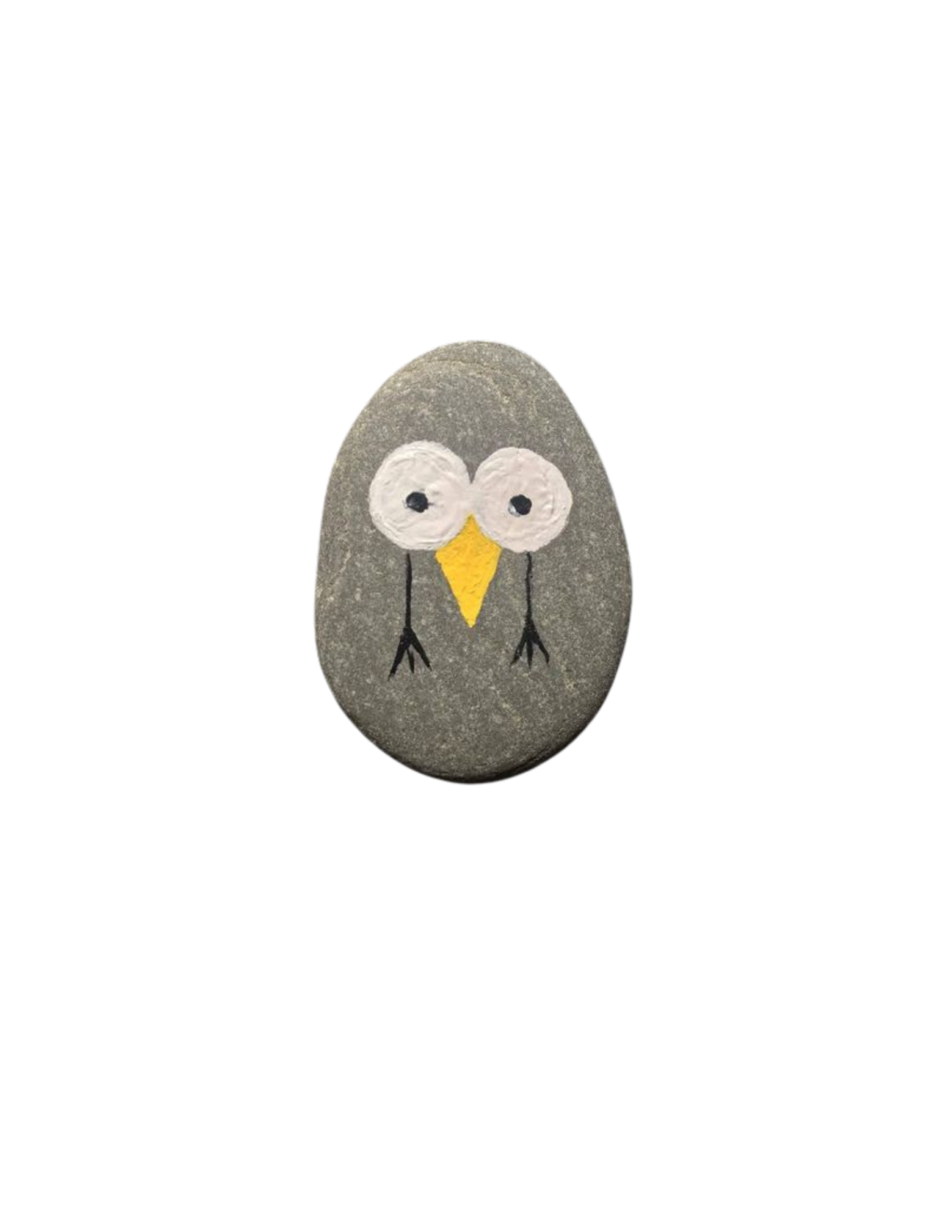 Bird eyes, beak and feet painted ona rock