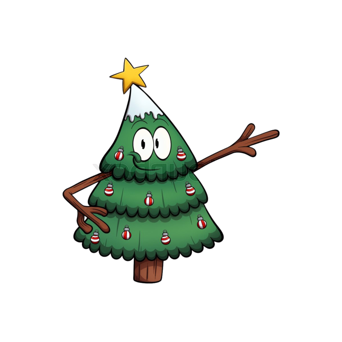 Christmas tree with eyes  and twig arms