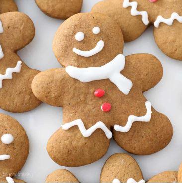 Gingerbread boy cookie with icing decoration