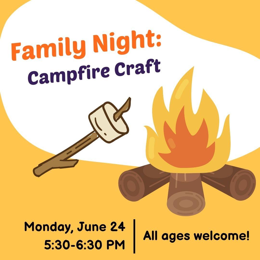 Family night campfire craft flyer