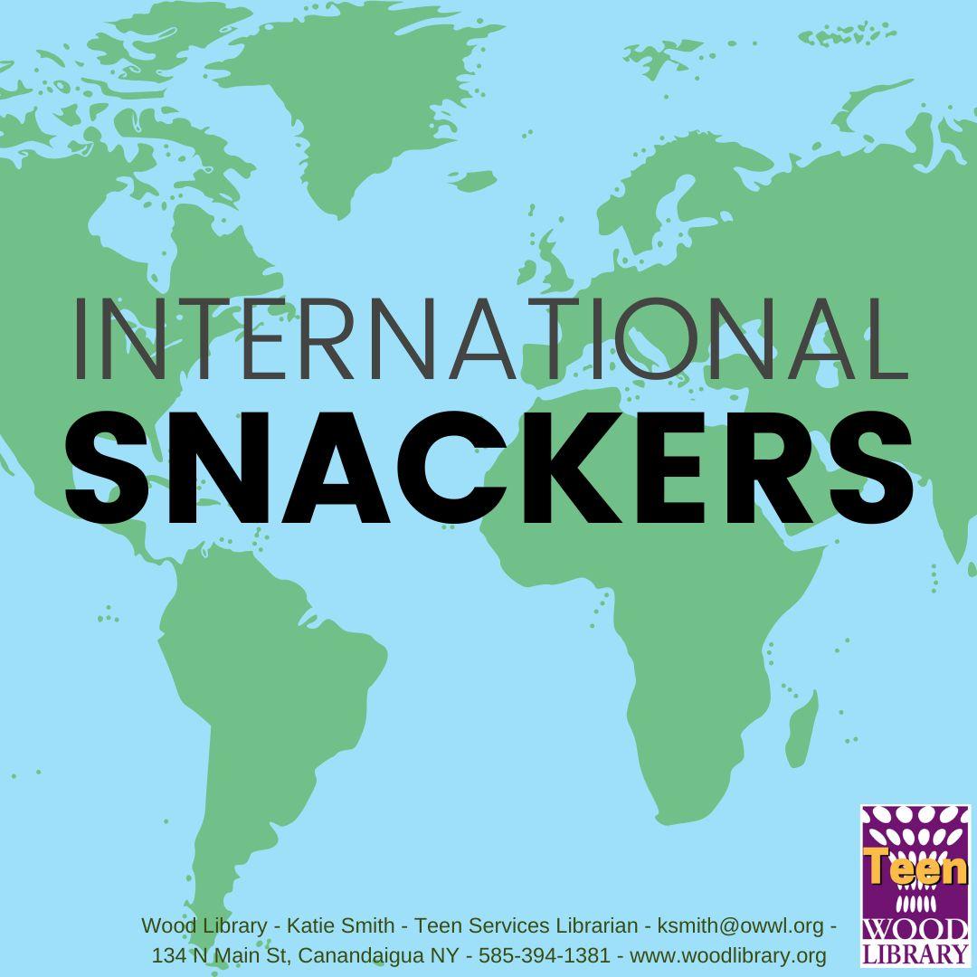 International snackers over a map of the world